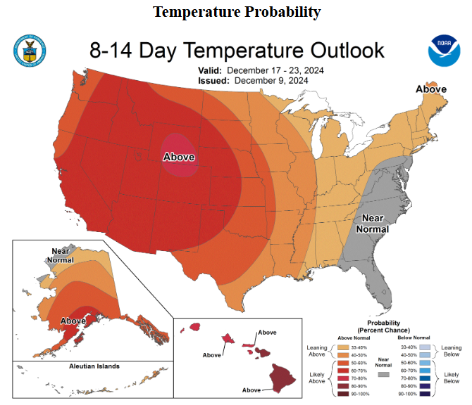 Temperaturerwartung Nordamerika/USA